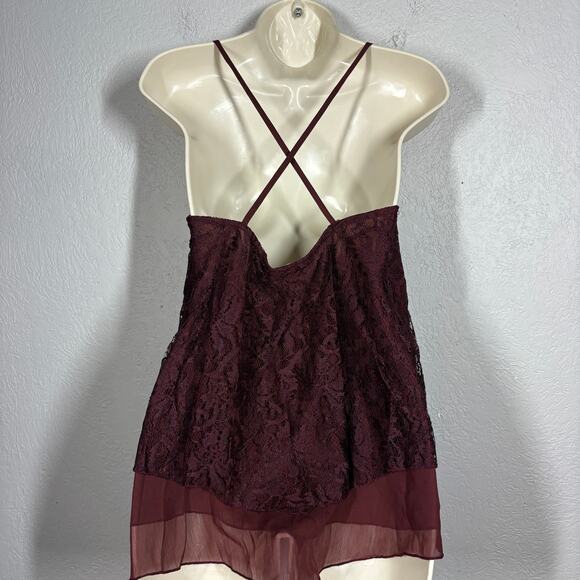 Abercrombie & Fitch Strappy Tank Cami Lace Top Cranberry Casual - XS - Picture 4 of 6